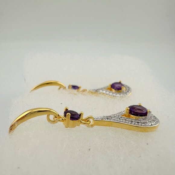 Pretty Teardrop Purple African Amethyst Earrings - Picture 12 of 16